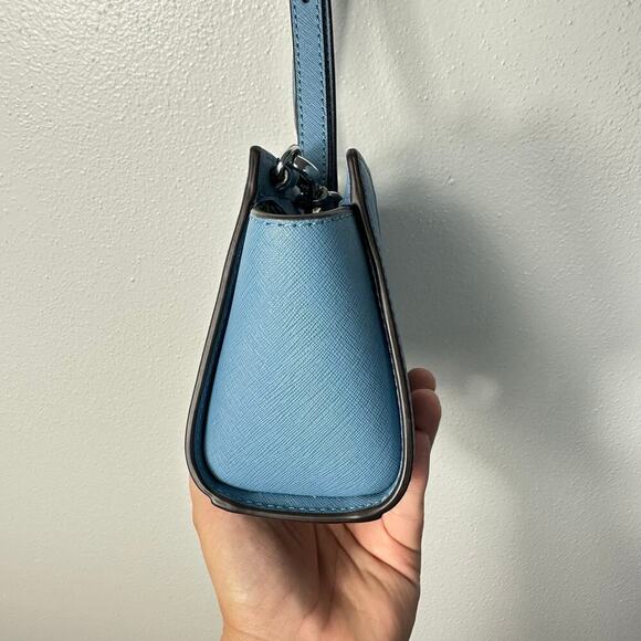 Michael Kors Bag Selma Mini Crossbody Purse Leather Structured Light Blue - Picture 5 of 13